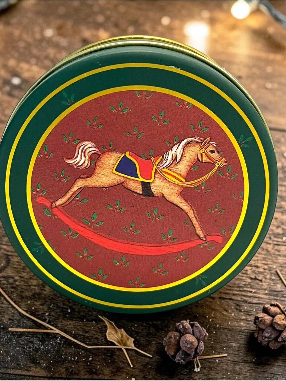 Vintage Antique Horse Cork Coaster Set of 6 w Tin Box Country Cottage Decor